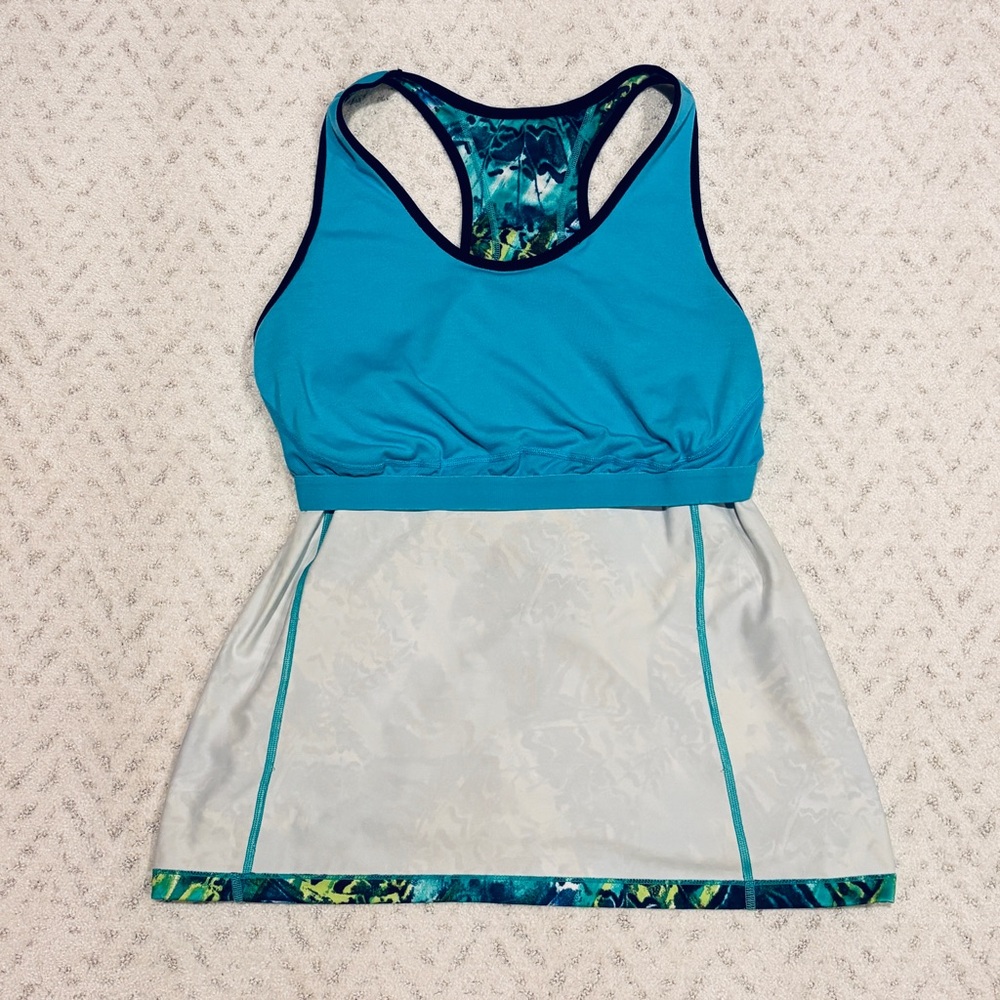 Xersion Performance Tank Top Womens XL Blue Green Bra Shelf Summer Athletics - Picture 5 of 7